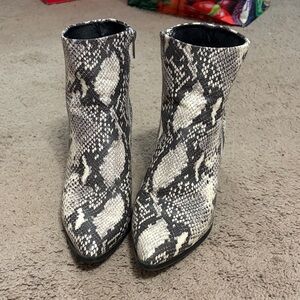 Madden Girl Black and White Snakeskin Ankle Booties